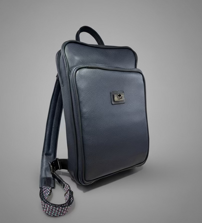 Full Grain Leather Backpack - Navy Blue