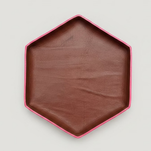 Hexagon Molded Leather Decorative Tray