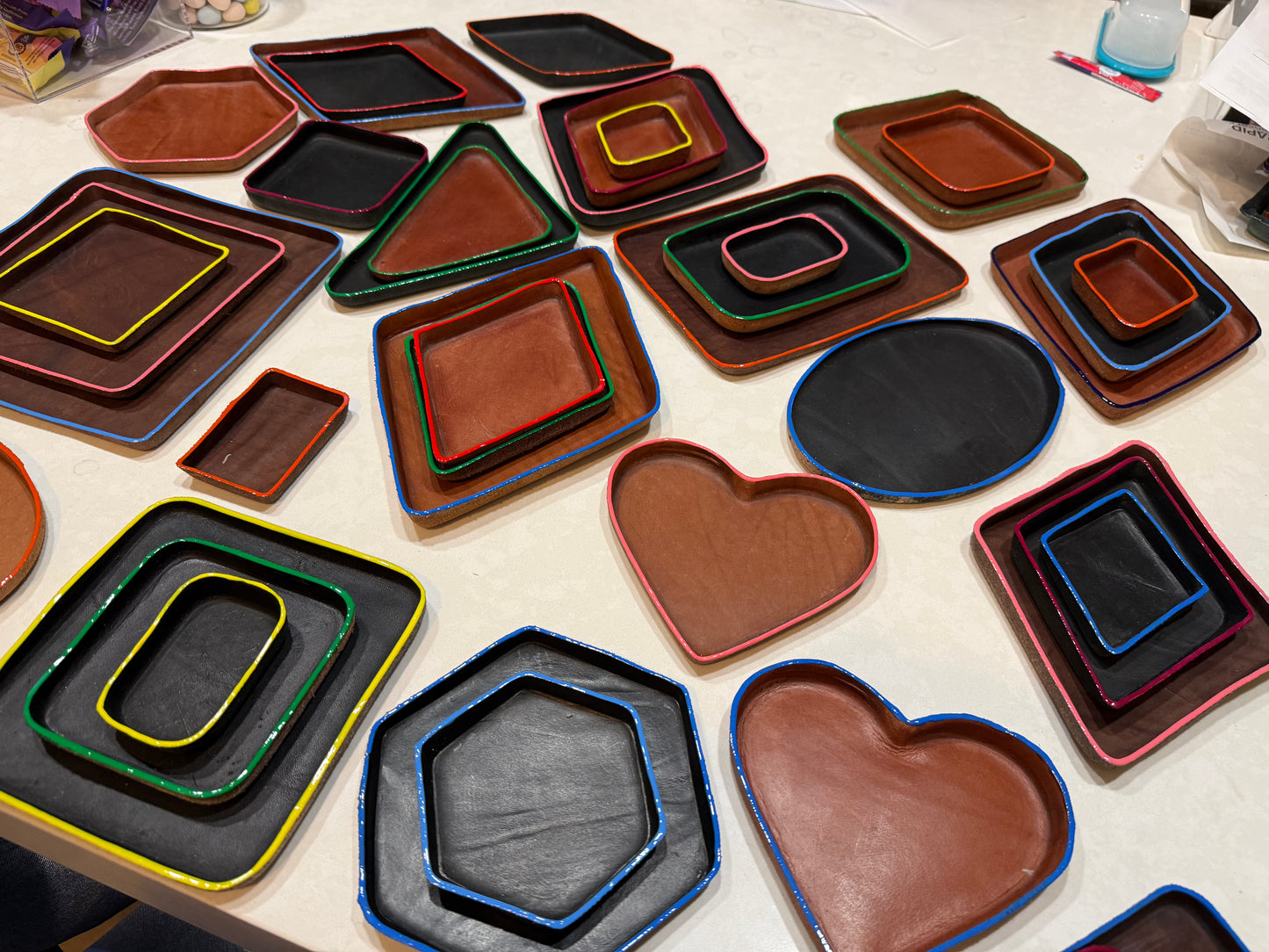 Hexagon Molded Leather Decorative Tray