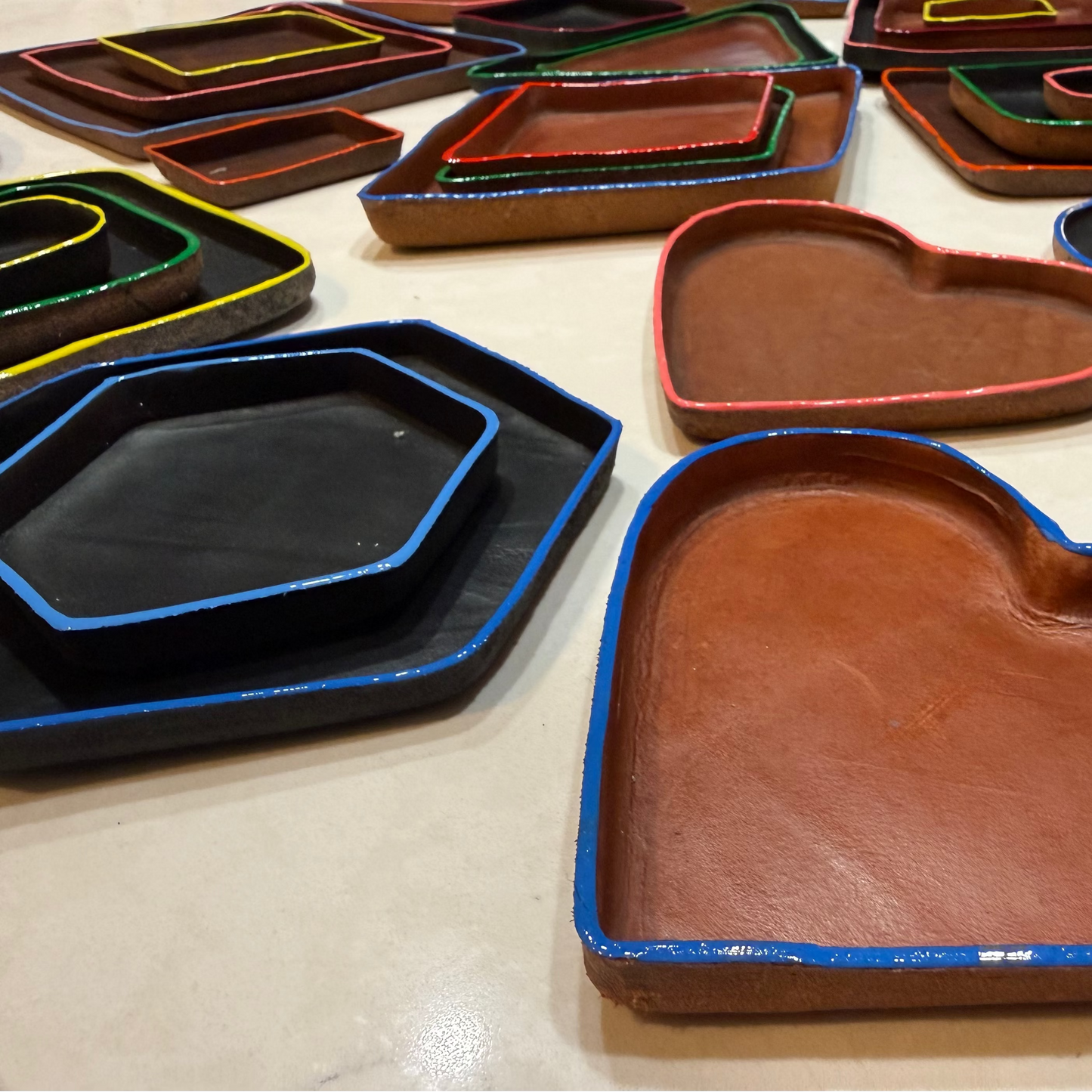 Hexagon Molded Leather Decorative Tray