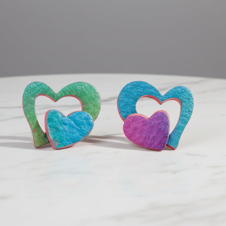 Duo Heart Post Earrings