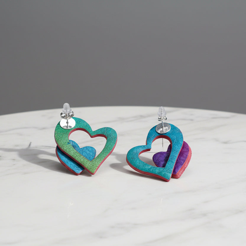Duo Heart Post Earrings