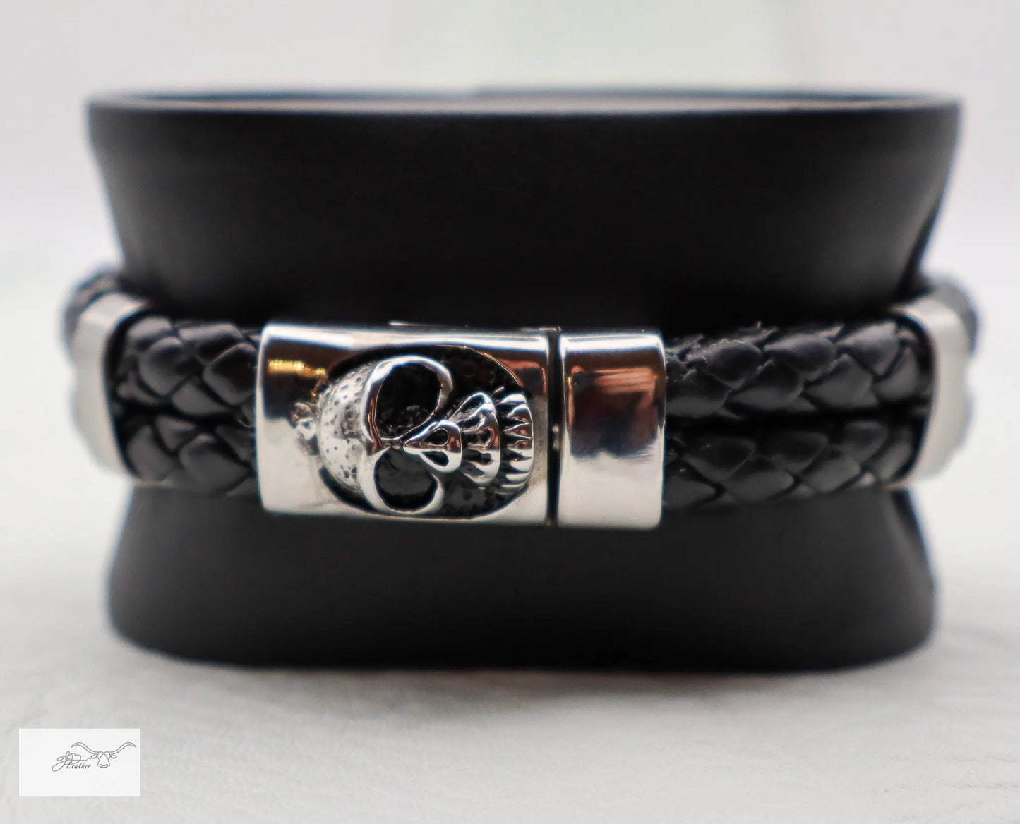 Skull Bracelet Vertical Jon B Leather