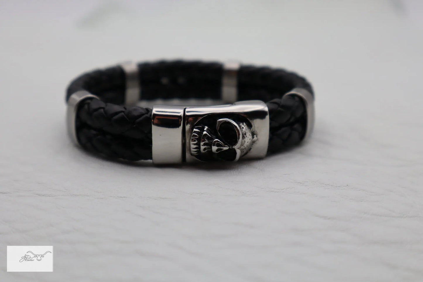 Skull Bracelet Vertical Jon B Leather