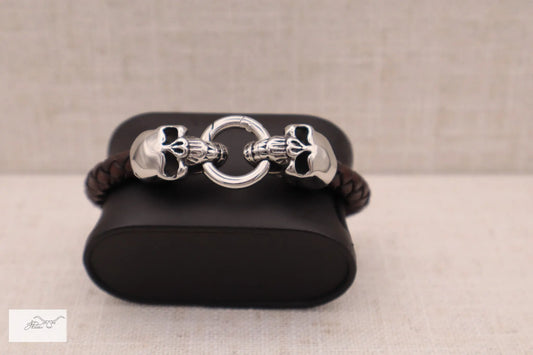 Dueling Skulls Bracelet Jon B Leather