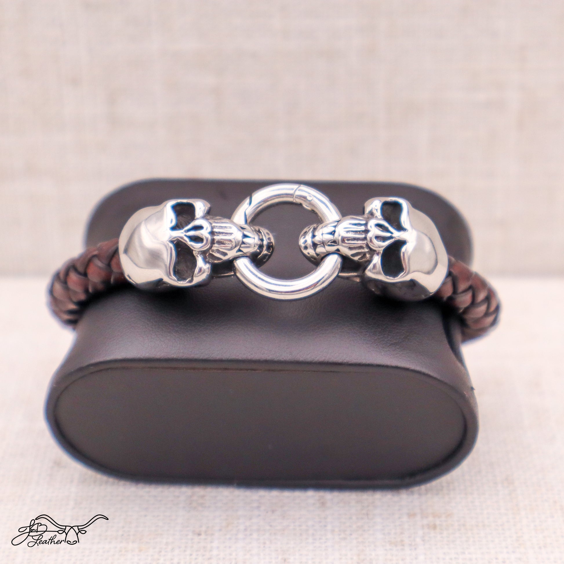 Dueling Skulls Bracelet - Jon B Leather
