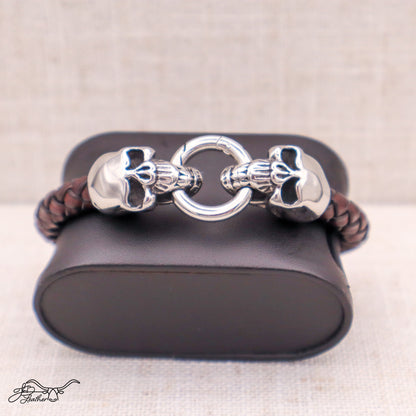 Dueling Skulls Bracelet - Jon B Leather