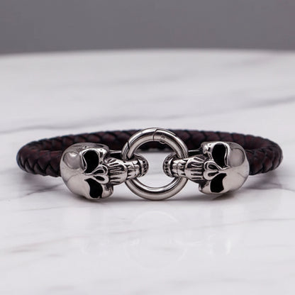 Dueling Skulls Bracelet Jon B Leather