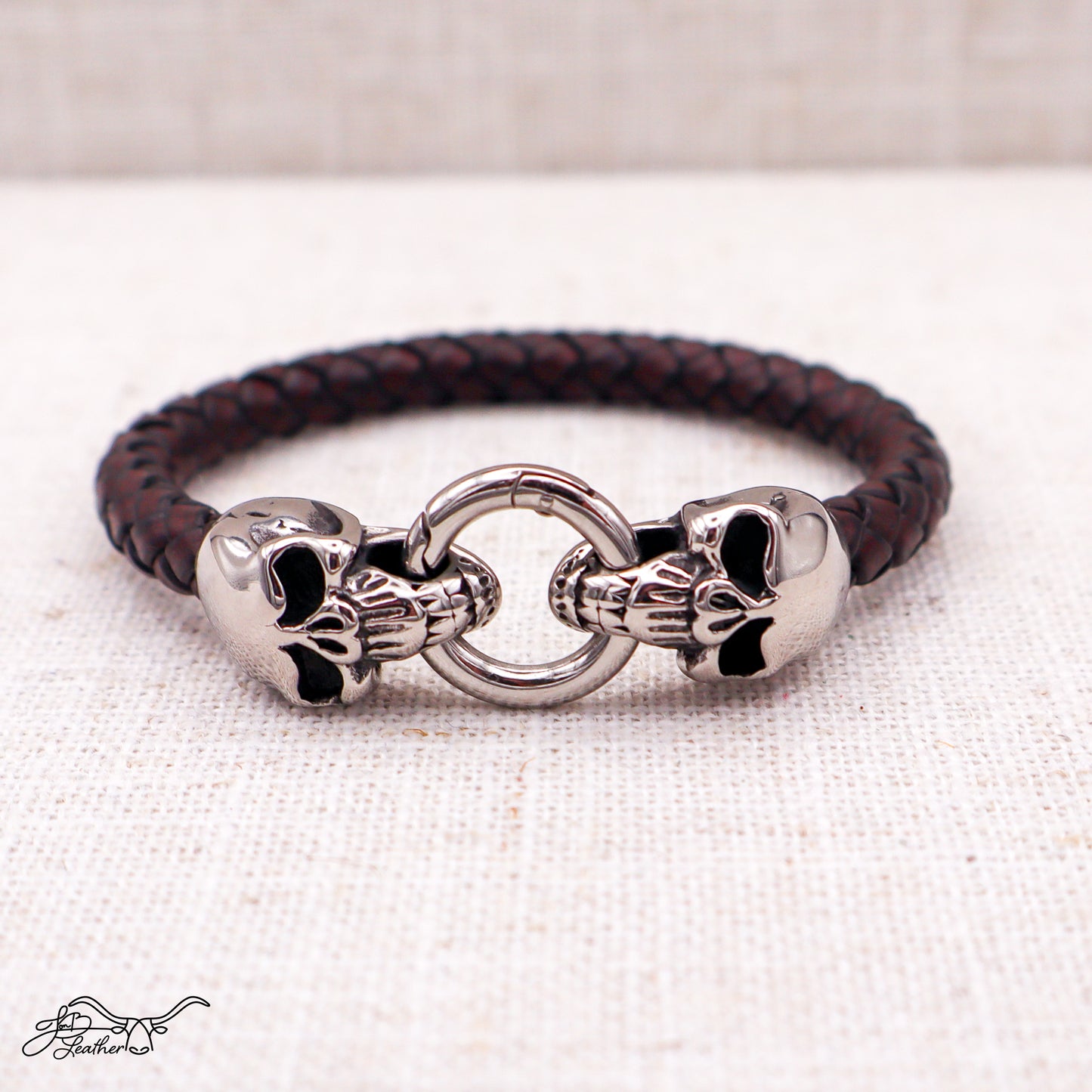 Dueling Skulls Bracelet - Jon B Leather