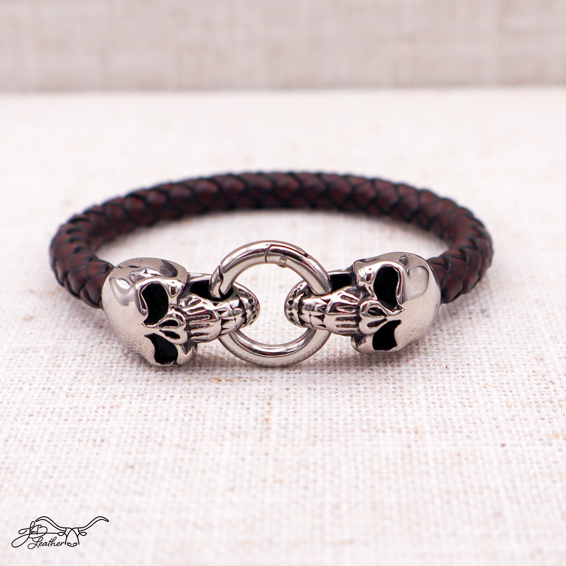 Dueling Skulls Bracelet - Jon B Leather