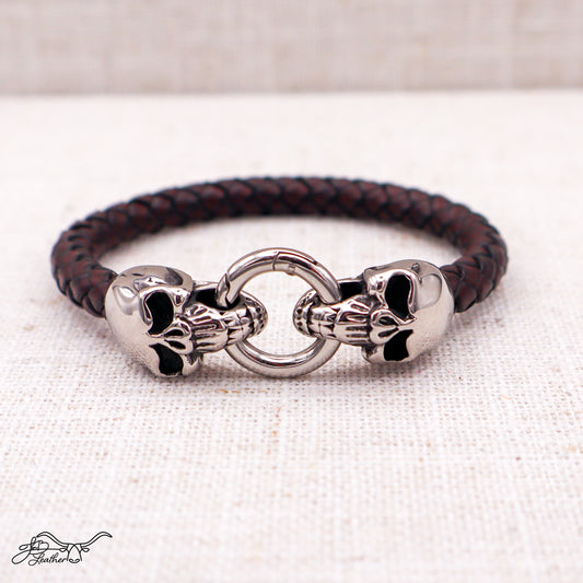 Dueling Skulls Bracelet - Jon B Leather
