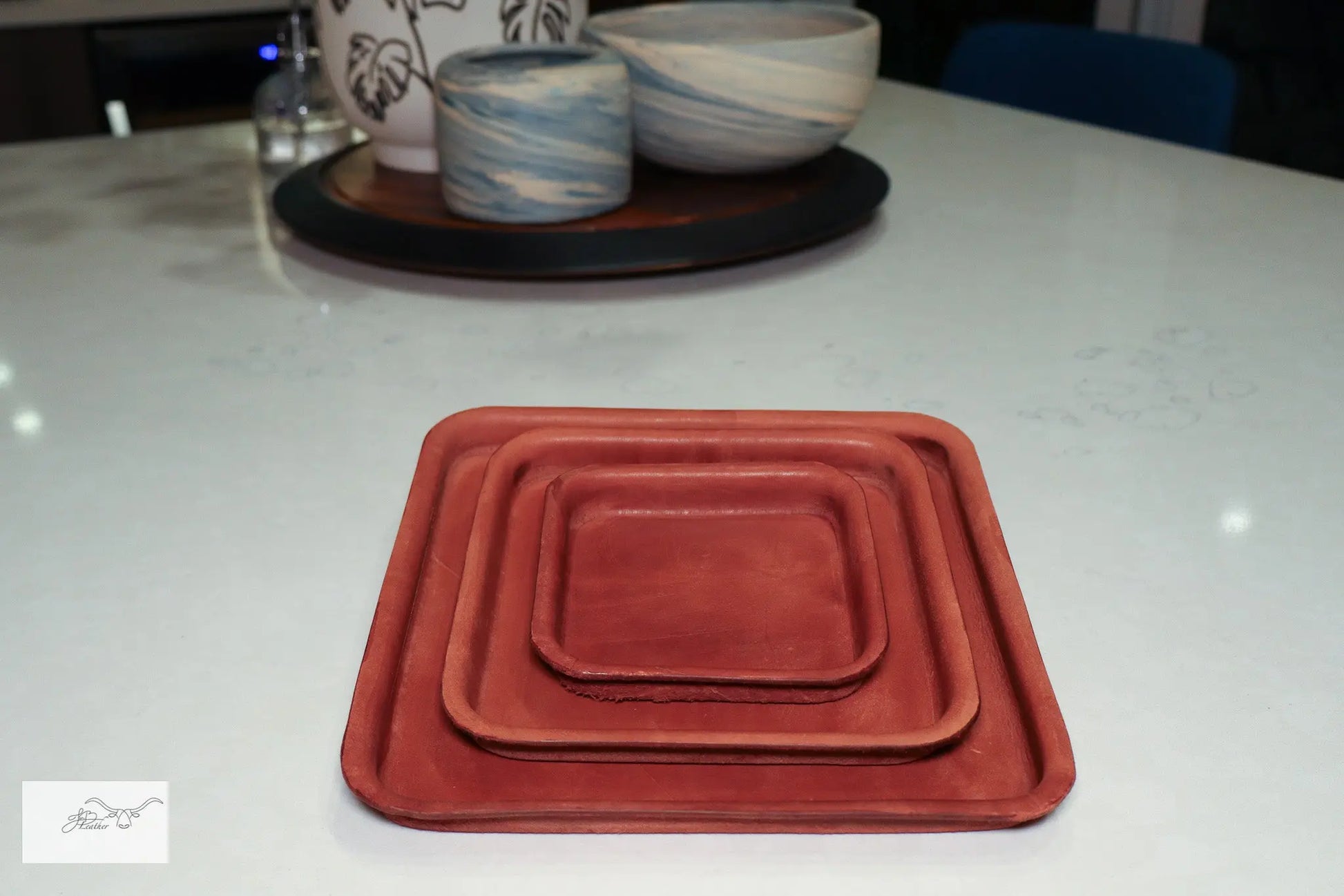 Triple Square Trays Jon B Leather