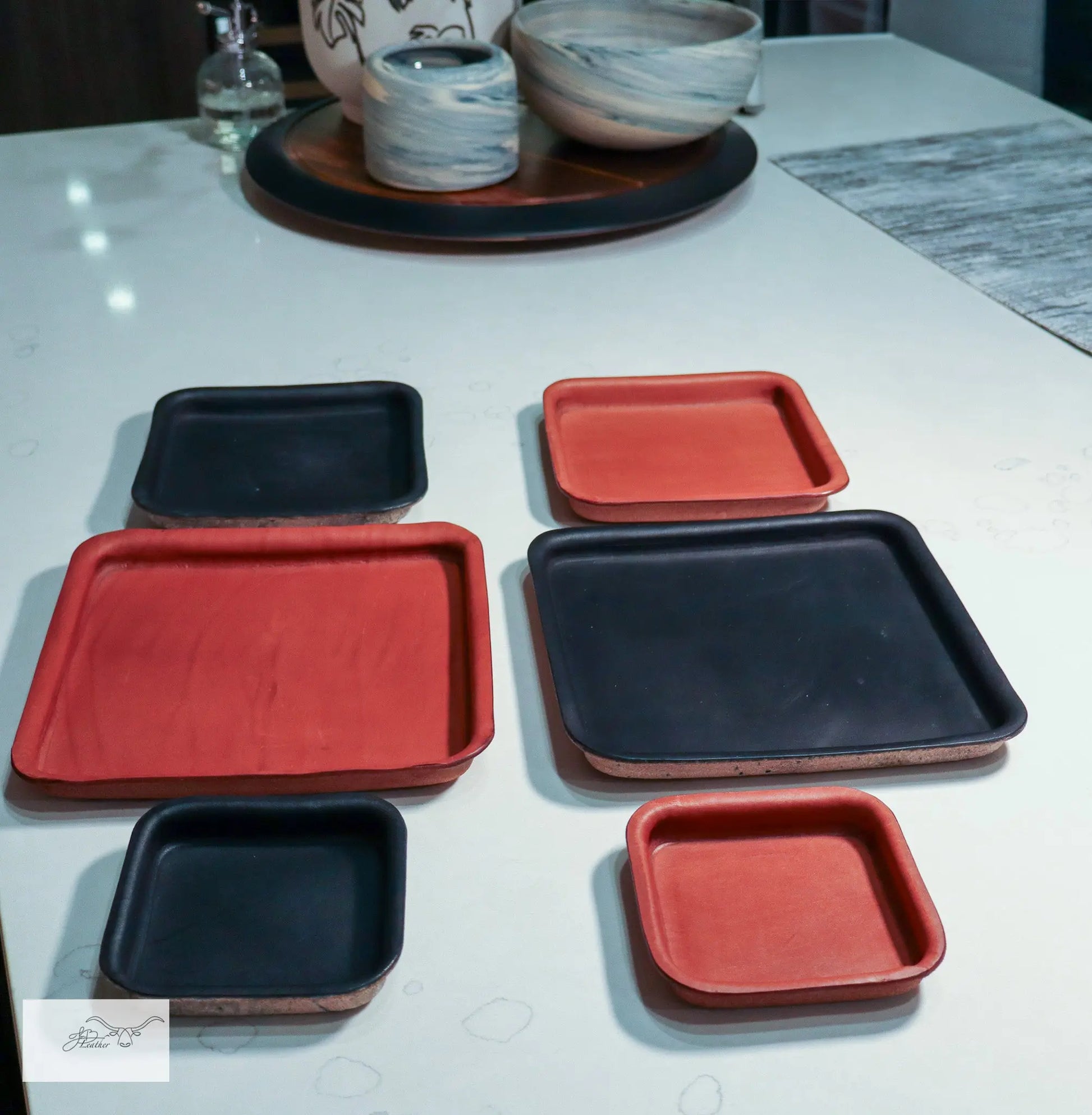 Triple Square Trays Jon B Leather