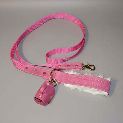 Premium Leash with Rabbit Fur Handle Lining Jon B Leather