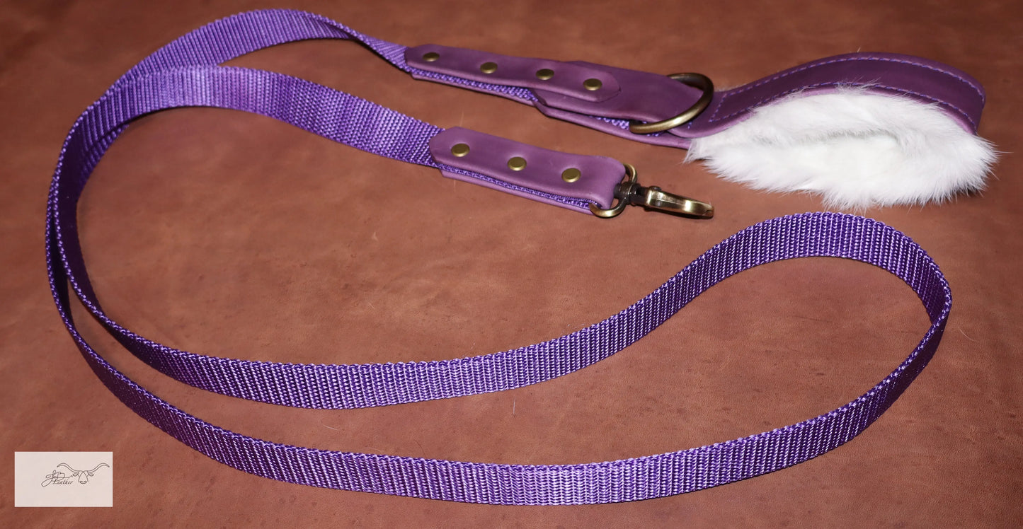 Premium Leash with Rabbit Fur Handle Lining Jon B Leather