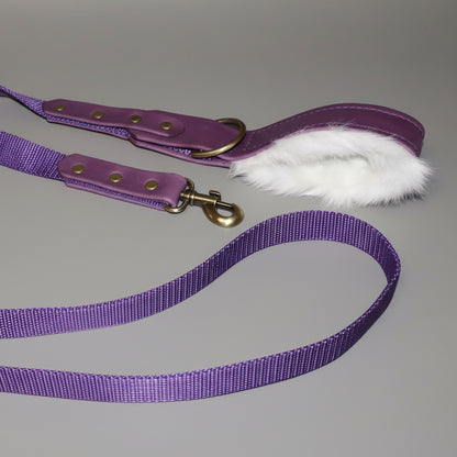 Premium Leash with Rabbit Fur Handle Lining Jon B Leather