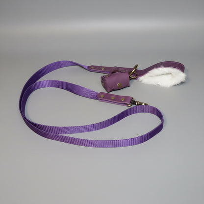 Premium Leash with Rabbit Fur Handle Lining Jon B Leather