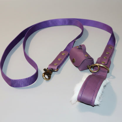 Premium Leash with Rabbit Fur Handle Lining Jon B Leather