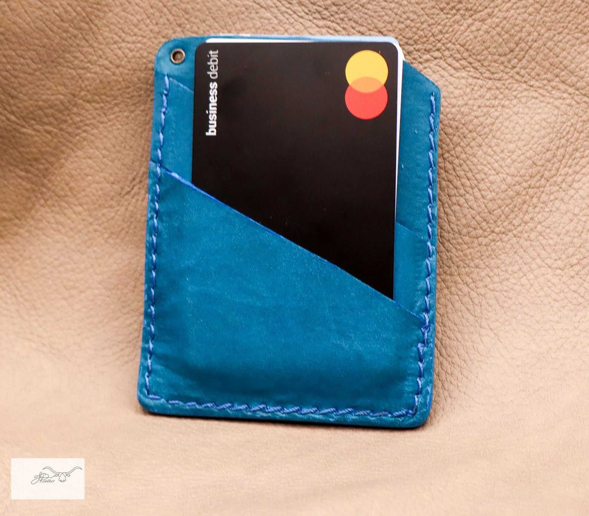 Card-N-Cash Stylish Wallet Blue with Brown Accent Jon B Leather