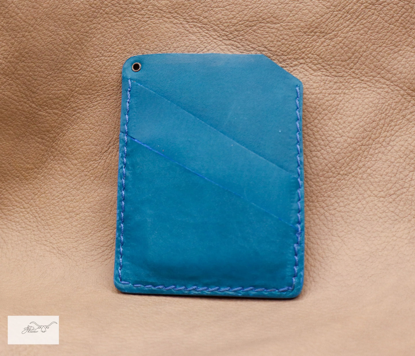 Card-N-Cash Stylish Wallet Blue with Brown Accent Jon B Leather