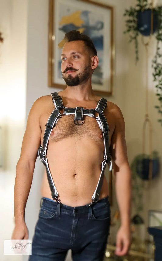 Full Body Fashion Harness with Suspender Clips Jon B Leather