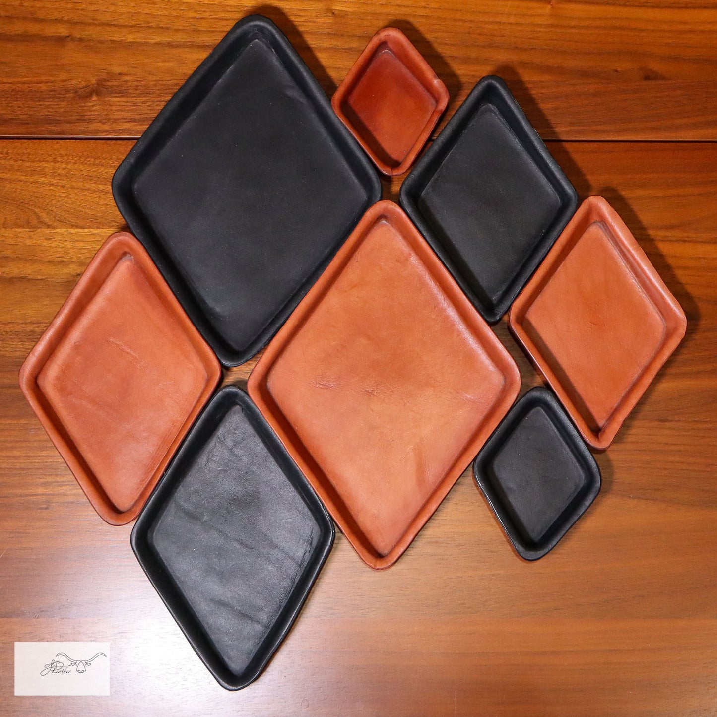 Diamond Decorative Trays, meticulously crafted by Jon B Leather.