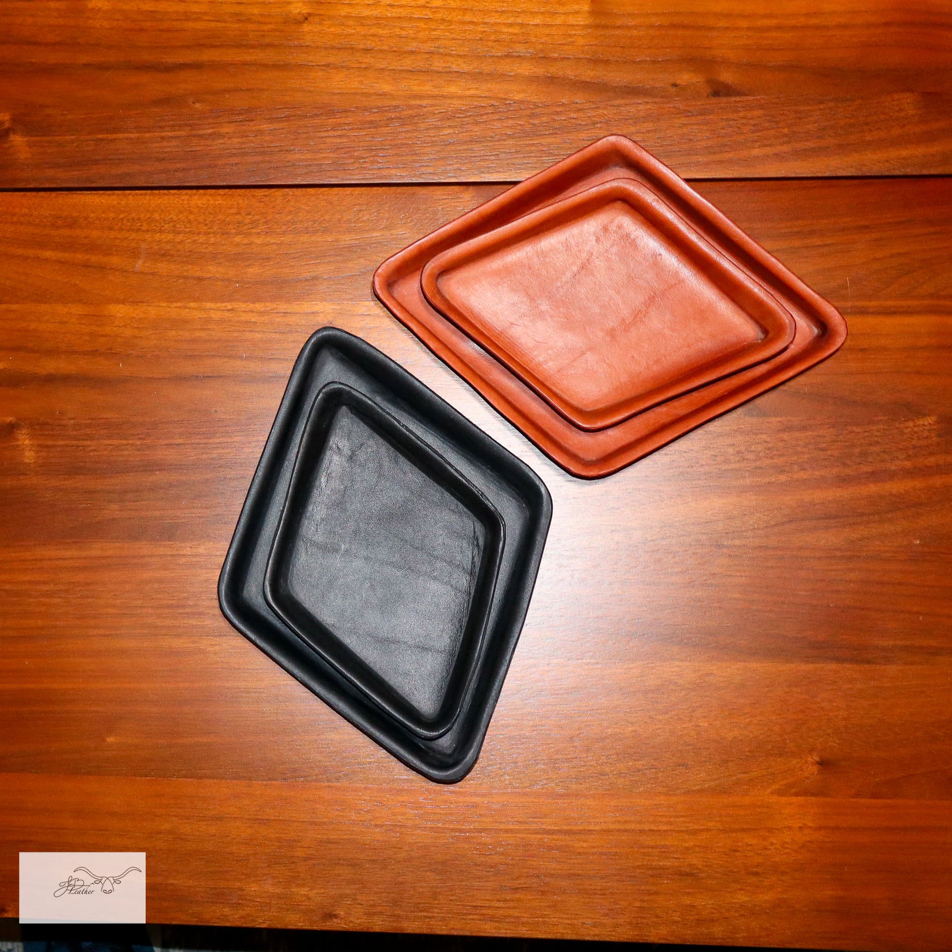 Diamond Shaped decorative leather trays.