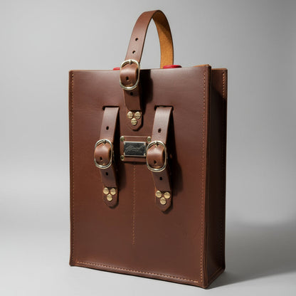 Artisan Wine Tote | Handmade Full Grain Leather Wine Carrier