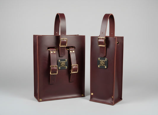 Artisan Wine Tote | Handmade Full Grain Leather Wine Carrier