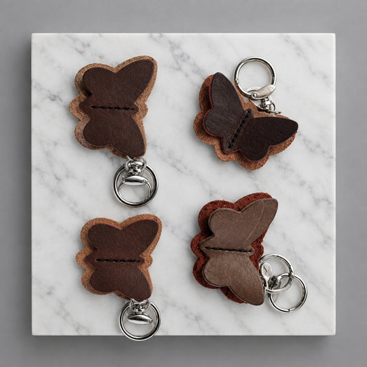 Double Butterfly Leather Keychain