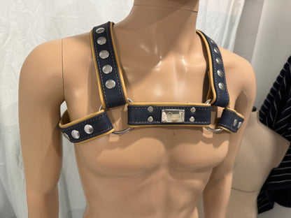 JonBx Navy Blue and Tan Snap Fashion Harness