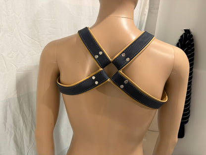 JonBx Navy Blue and Tan Snap Fashion Harness