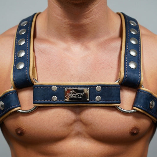 JonBx Navy Blue and Tan Snap Fashion Harness