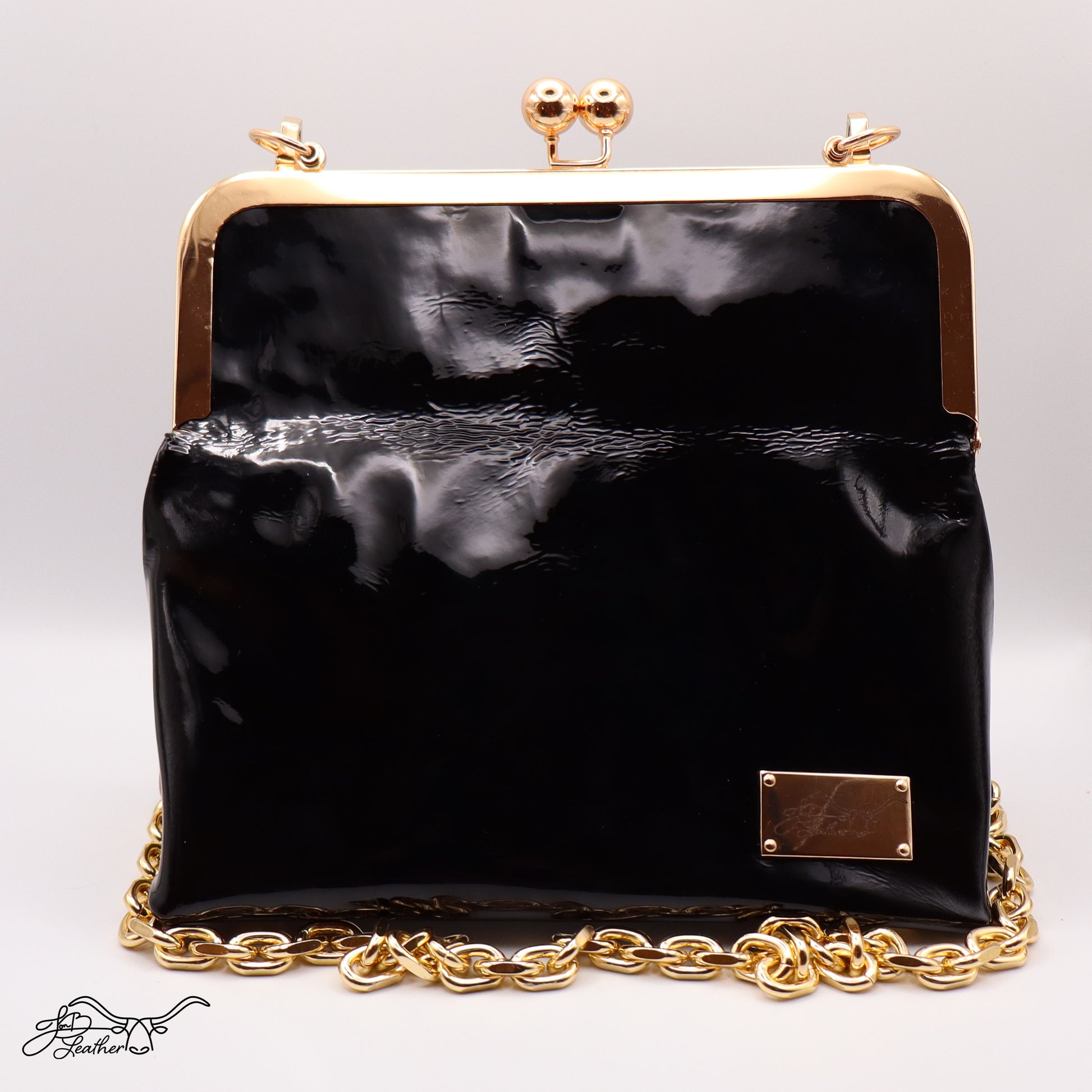 Patent Leather Kiss Clutch - Jon B Leather