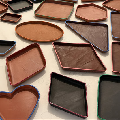 Triangular Molded Leather Decorative Tray
