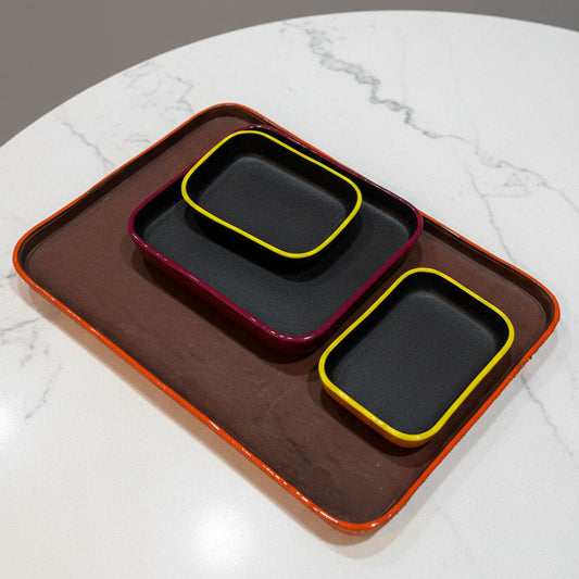 Rectangular Molded Leather Decorative Tray