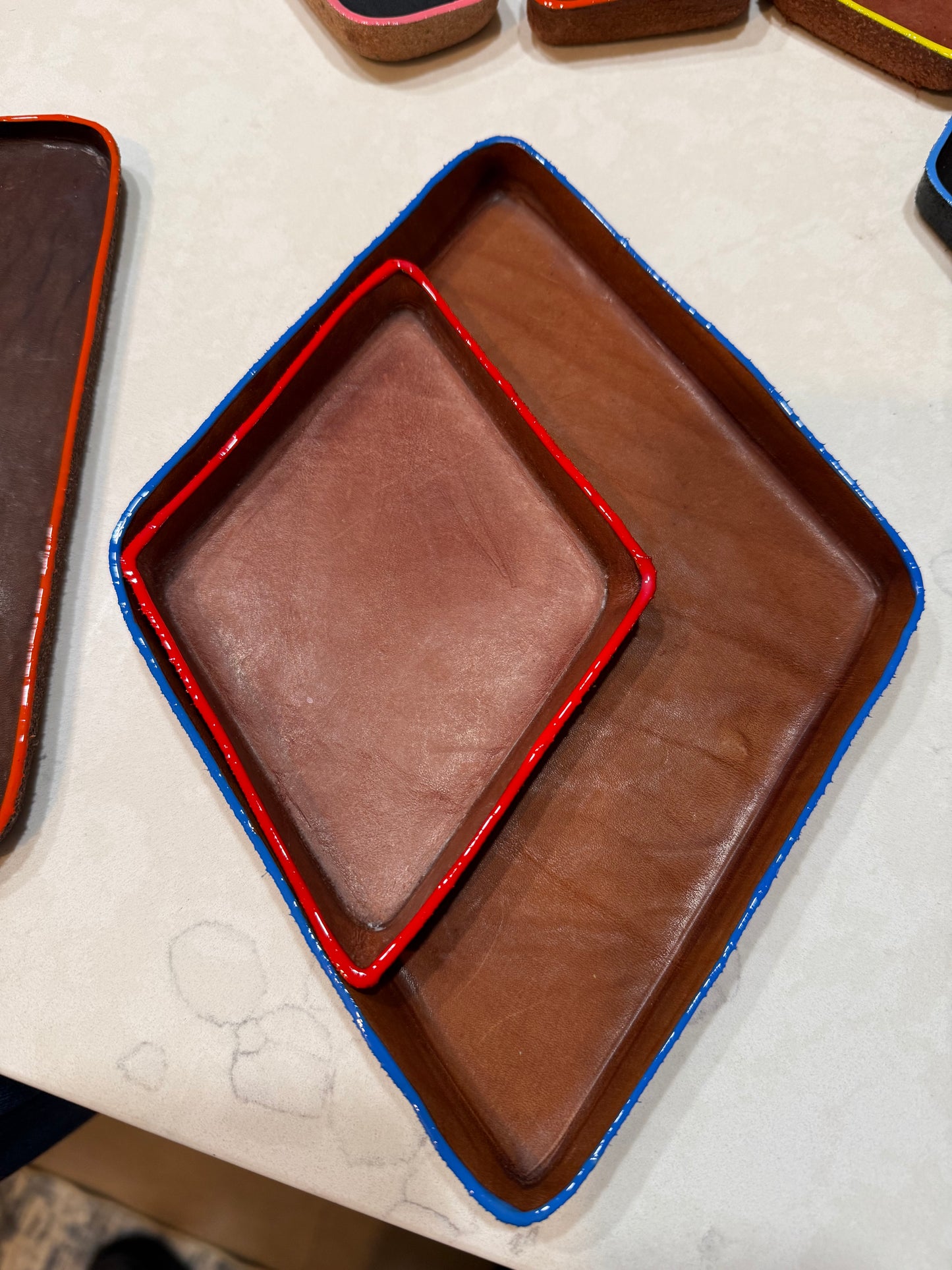 Diamond Molded Leather Tray