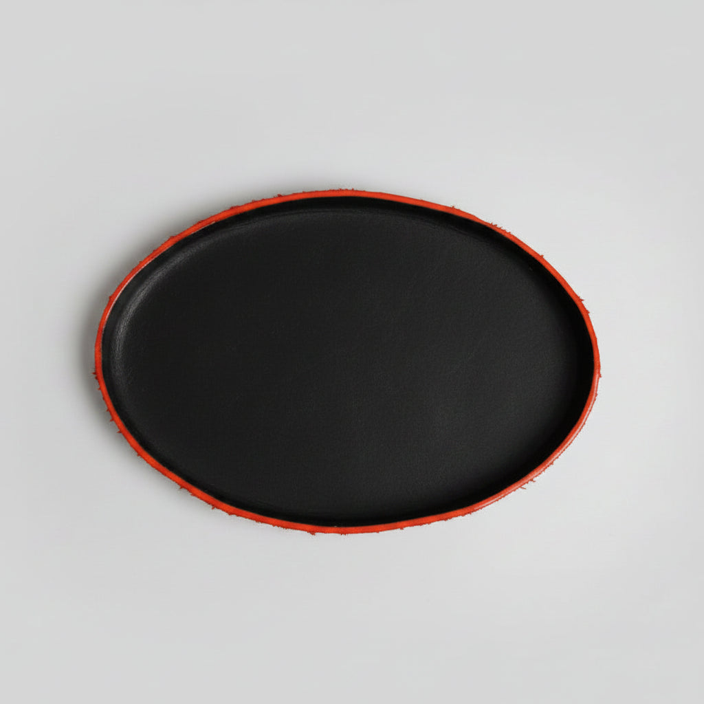 Oval Molded Leather Decorative Tray