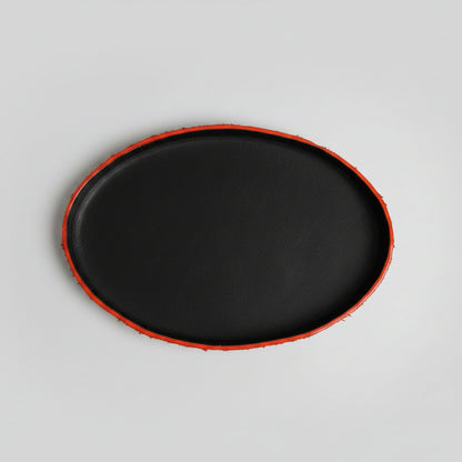 Oval Molded Leather Decorative Tray