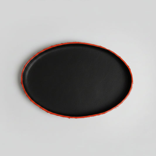Oval Molded Leather Decorative Tray
