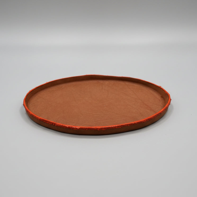 Oval Molded Leather Decorative Tray