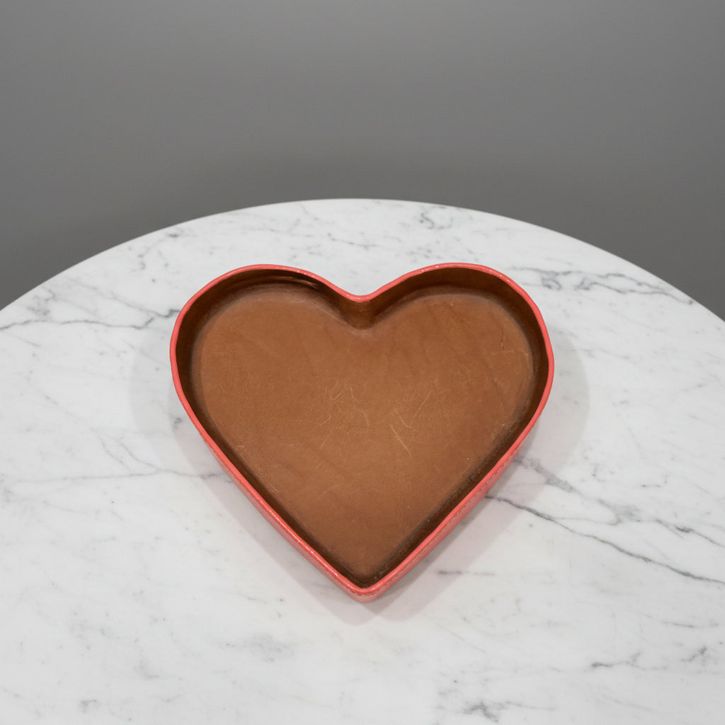 Heart Molded Leather Decorative Tray