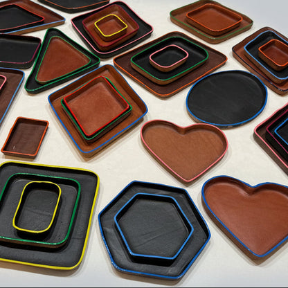 Oval Molded Leather Decorative Tray