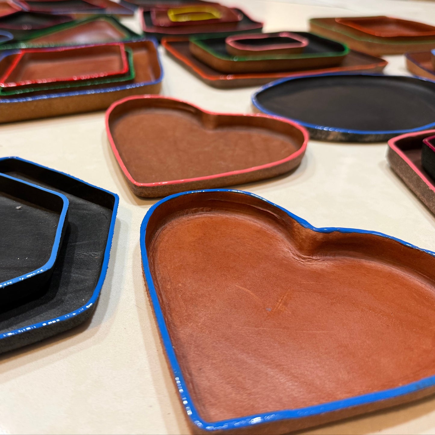 Heart Molded Leather Decorative Tray