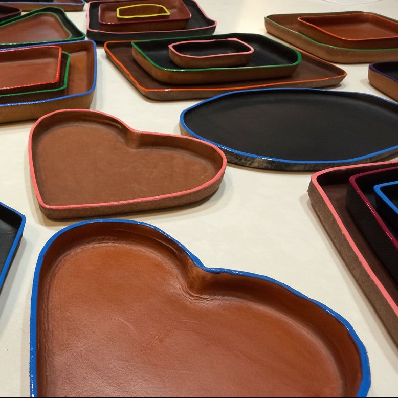 Heart Molded Leather Decorative Tray