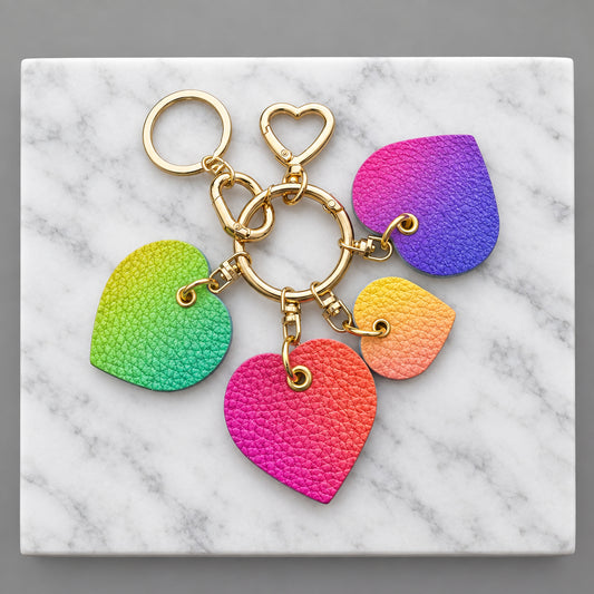 Pride Hearts Leather Keychain