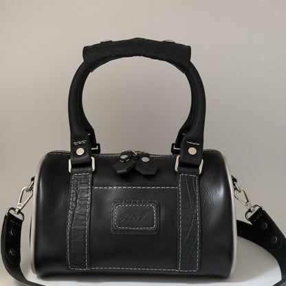 Mini Duffel Bag – Black & Grey Croc Embossed