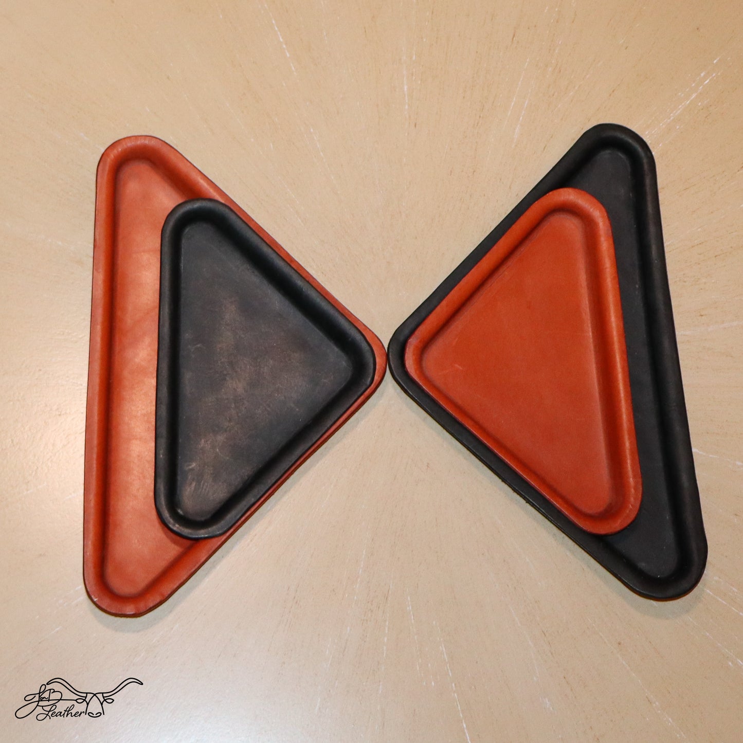 Triangular Molded Leather Decorative Tray