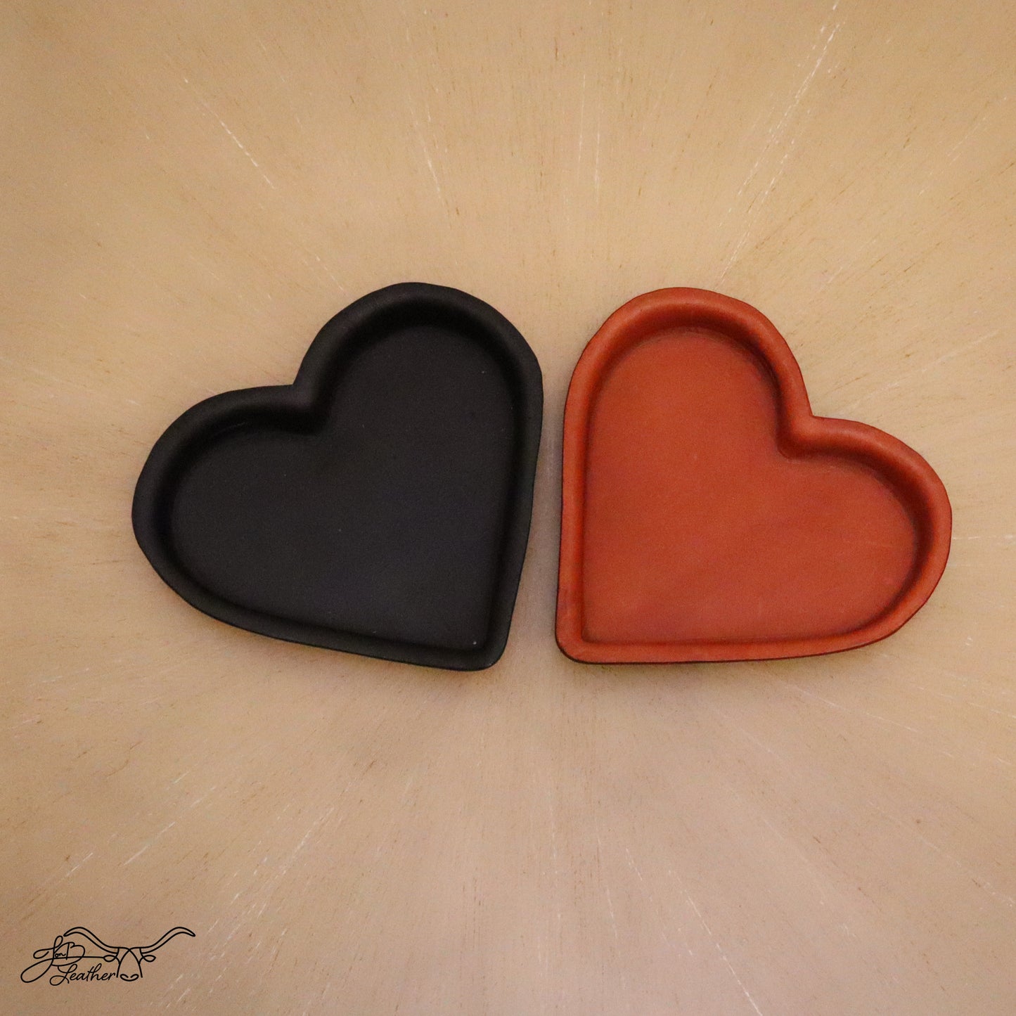 Heart Molded Leather Decorative Tray