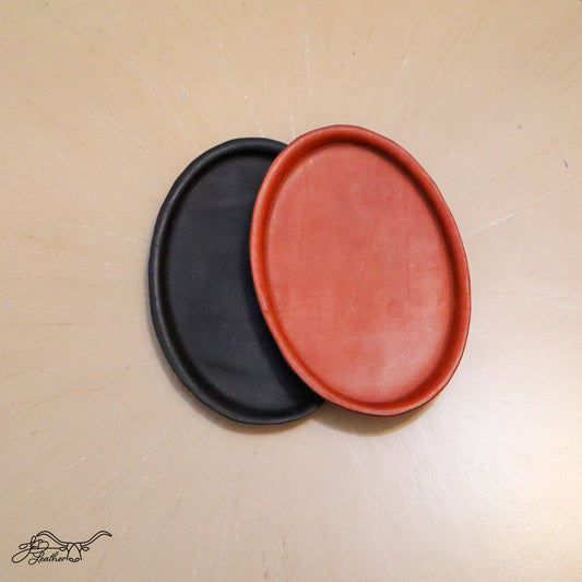 Oval Molded Leather Decorative Tray